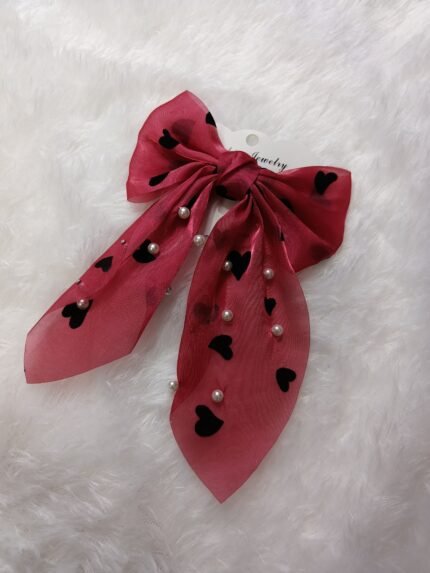 Heart Pearls Bow | Red
