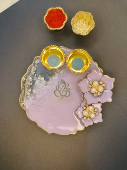 Rakhi / Puja  Resin Platter |Pink