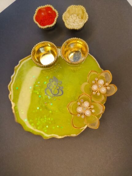 Rakhi / Puja  Resin Platter |Yellow