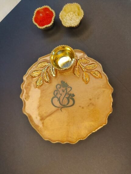 Rakhi / Puja  Resin Platter | Golden